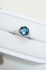 Teal Sapphire Ring-925 Solid Silver Jewelry-Birthday Mother Day Gift For Her