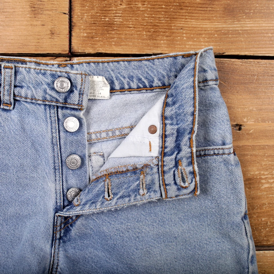 Vintage Levi's Denim Shorts 26 Levis Hemmed USA Made 90s Jorts Light Wash Blue - Image 3 of 4