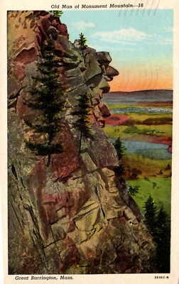 Old Man at Monument Mountain Vintage Postcard Great Barrington Massachusetts