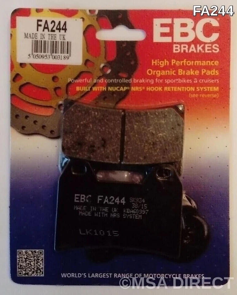 Pastillas de freno de disco delanteras EBC Organic (1 juego) se adapta a MOTO GUZZI V9 (2016 a 2023) Foto 2 de 4