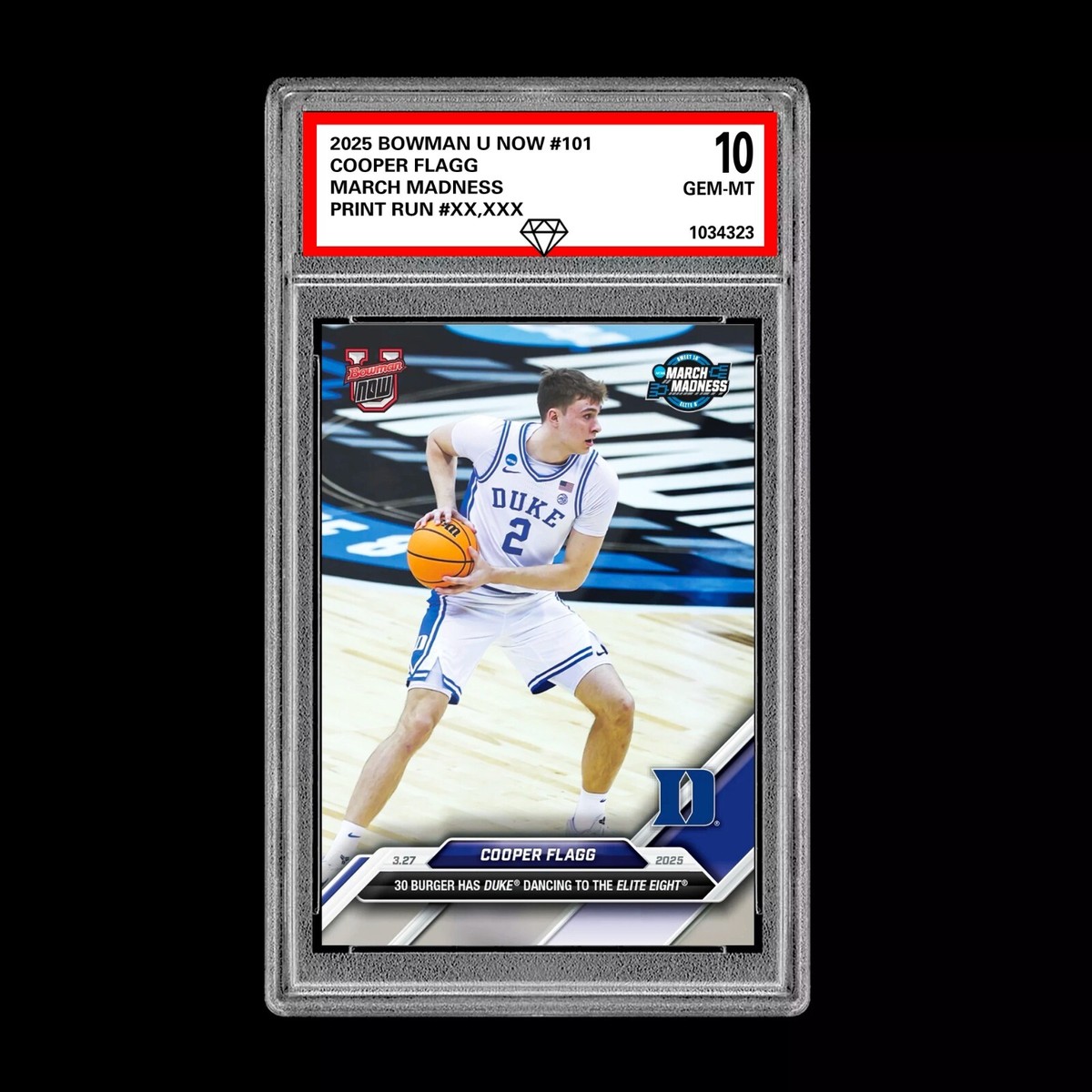 Graded 10 Cooper Flagg #101 2024-25 Bowman U Topps Now RC Rookie
