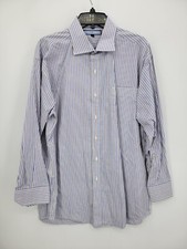 Tommy Hilfiger Ithaca Shirt Mens 16.5 32-33 Blue White Stripe Button Up Preppy