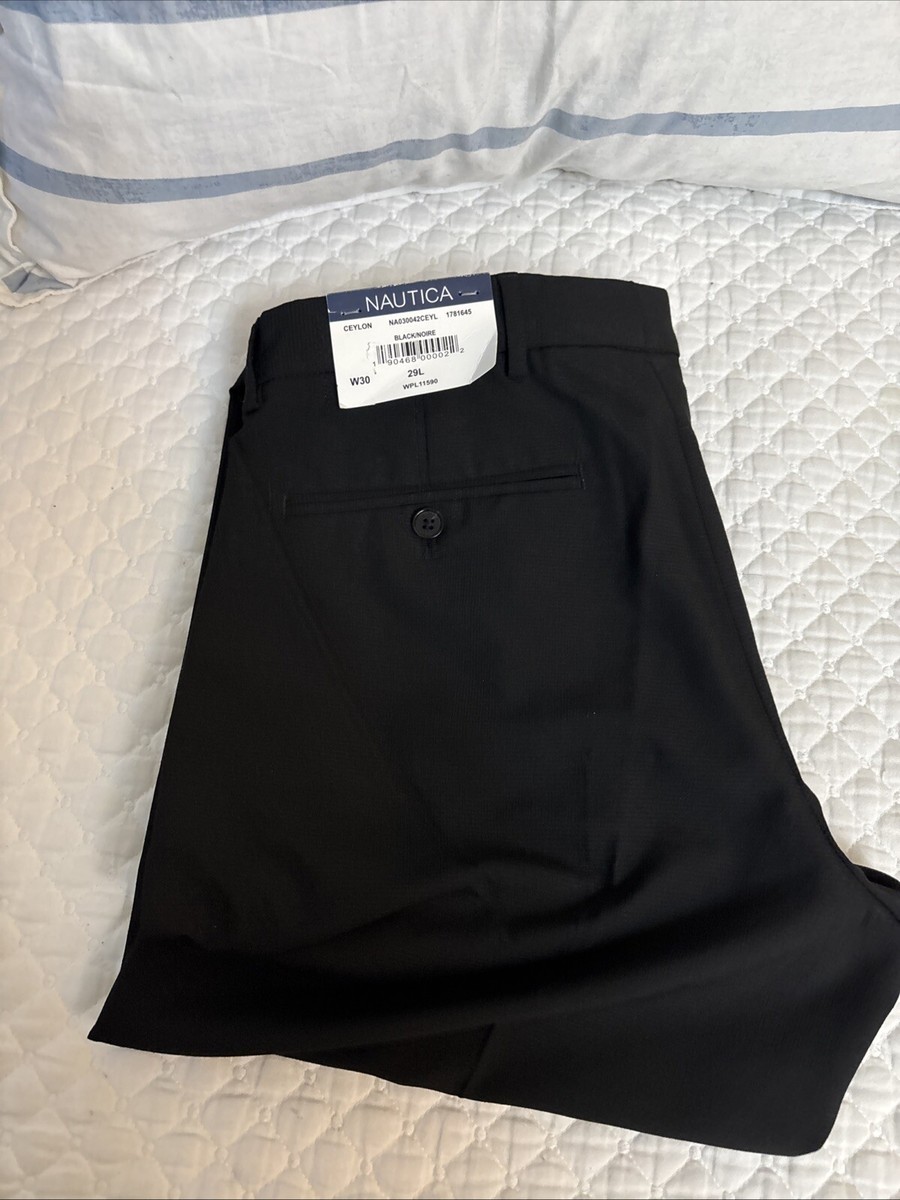 Nautica Mens Dress Pants Black Stretch Slim Fit New With Tag Open Box