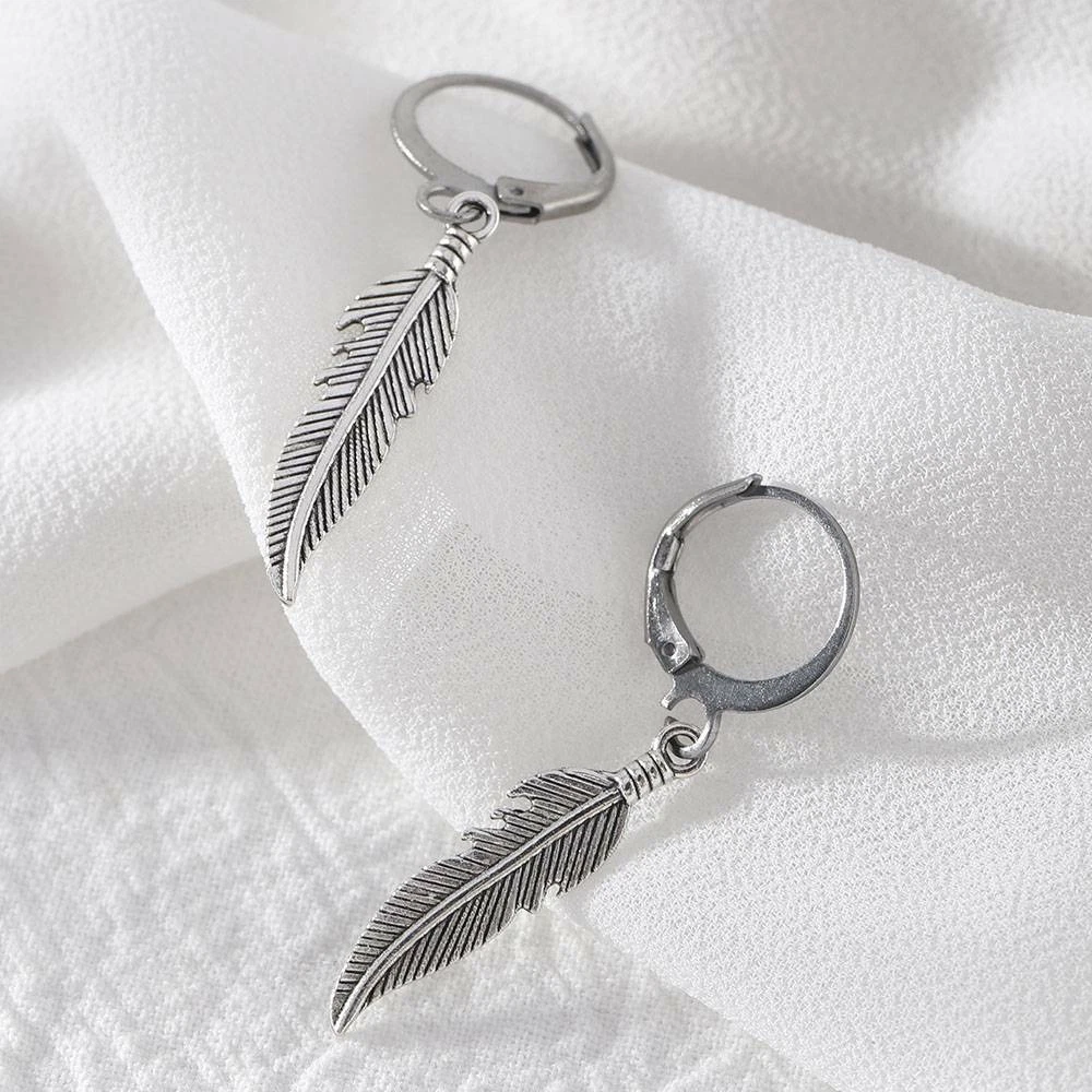 Feather dangle hotsell earring mens