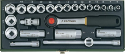 PROXXON 23110 Steckschlüsselsatz 10 mm 3/8 6 - 24 tlg Set Stahlbox 4006274231108