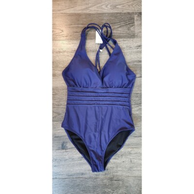 Summer Mae One Piece Swimsuit Crisscross Back Padded Cups Blue S