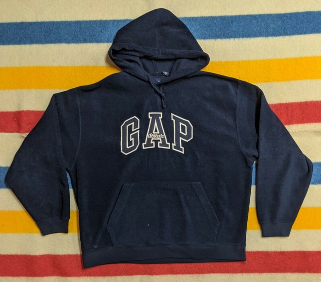 VTG 90s GAP Athletics USA Spellout Pullover Kanye Fleece Hoodie Sweater L | eBay