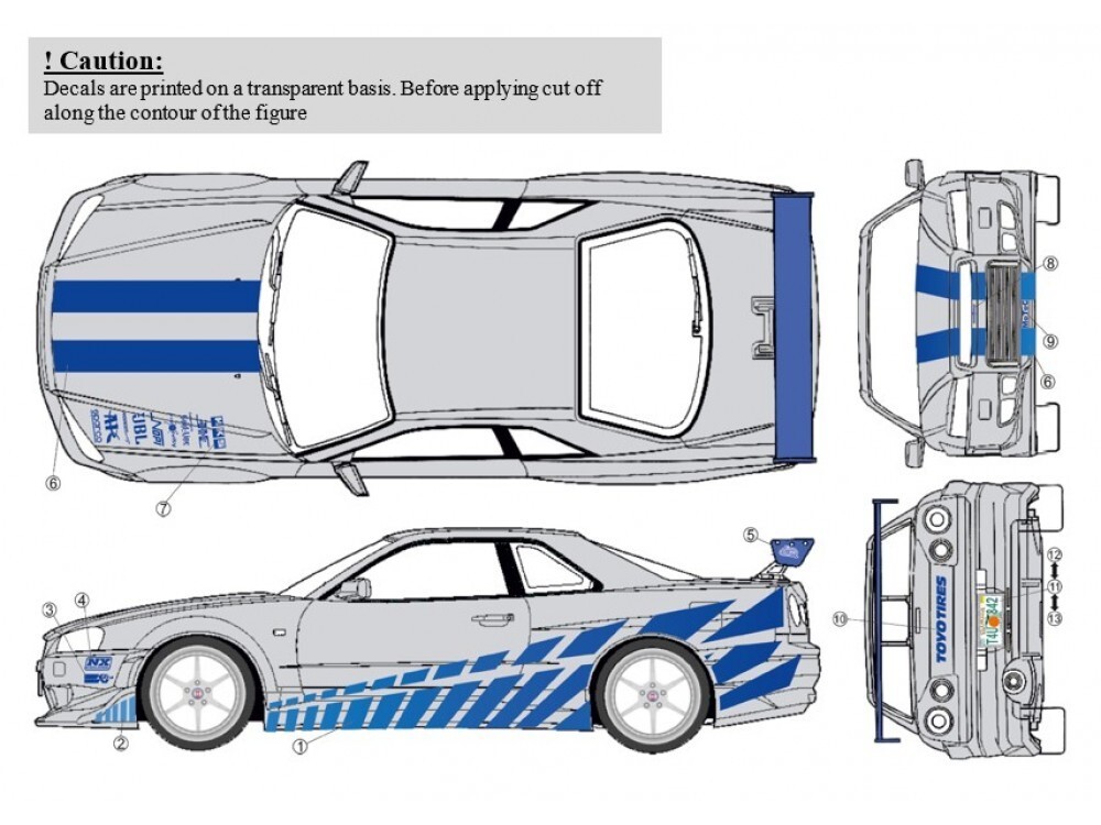ユース・ホステルシール 1966 1/24 USCP 24A061 Nissan Skyline GTR (R34) F&F2 Decals | eBay
