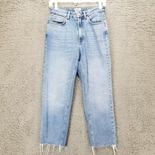 Urban Outfitters Jeans Womens 25 BDG Light Wash Cotton Mid Rise Frayed Hem Mom