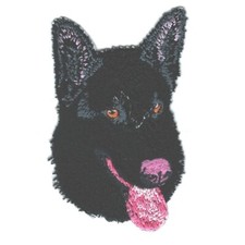 Parche bordado negro jadeante pastor alemán perro blanco retrato raza