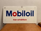MOBIL Auto Öle Emailschild Mobiloil hier erhältlich Reklame Oldtimer Tankstelle