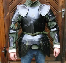 Medieval Armor 18Ga Half Body Black Suit Of Gothic captain Arm Suit Battle SCA