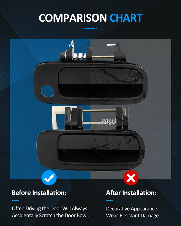 For 1992-1996 Toyota Camry Front Rear Left Right side 4 pcs Exterior Door Handle - Image 2 of 4