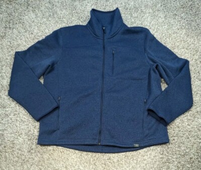 LL Bean Sweater Fleece Jacket Mens XL Navy Blue Full Zip Slightly