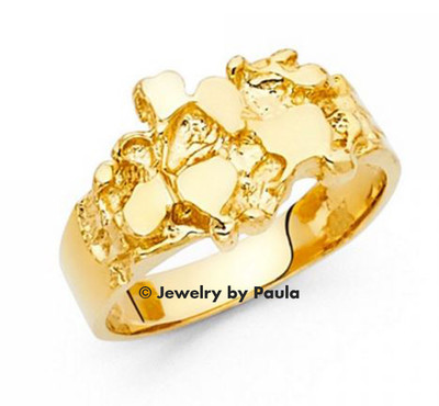 Men's 14k Solid Genuine yellow Big Bold Gold Nugget Ring All