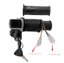 24V 36V 48V Twist Throttle Grips w/ Power Indicator Key Switch ATV Scooter Quad