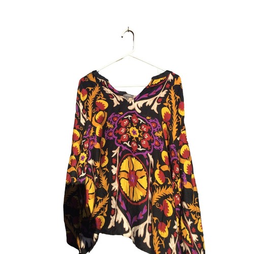Haute hippie long sleeve shirt womens plus size 3X black floral 60s