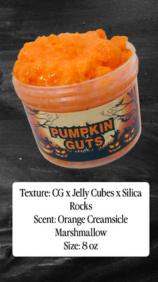  Pumpkin Guts  Halloween Slime - jelly cube & silica rock 8 oz