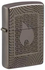 Zippo 48569, Classic Flame Deep Carve Armor Lighter, High Polish Black Finish