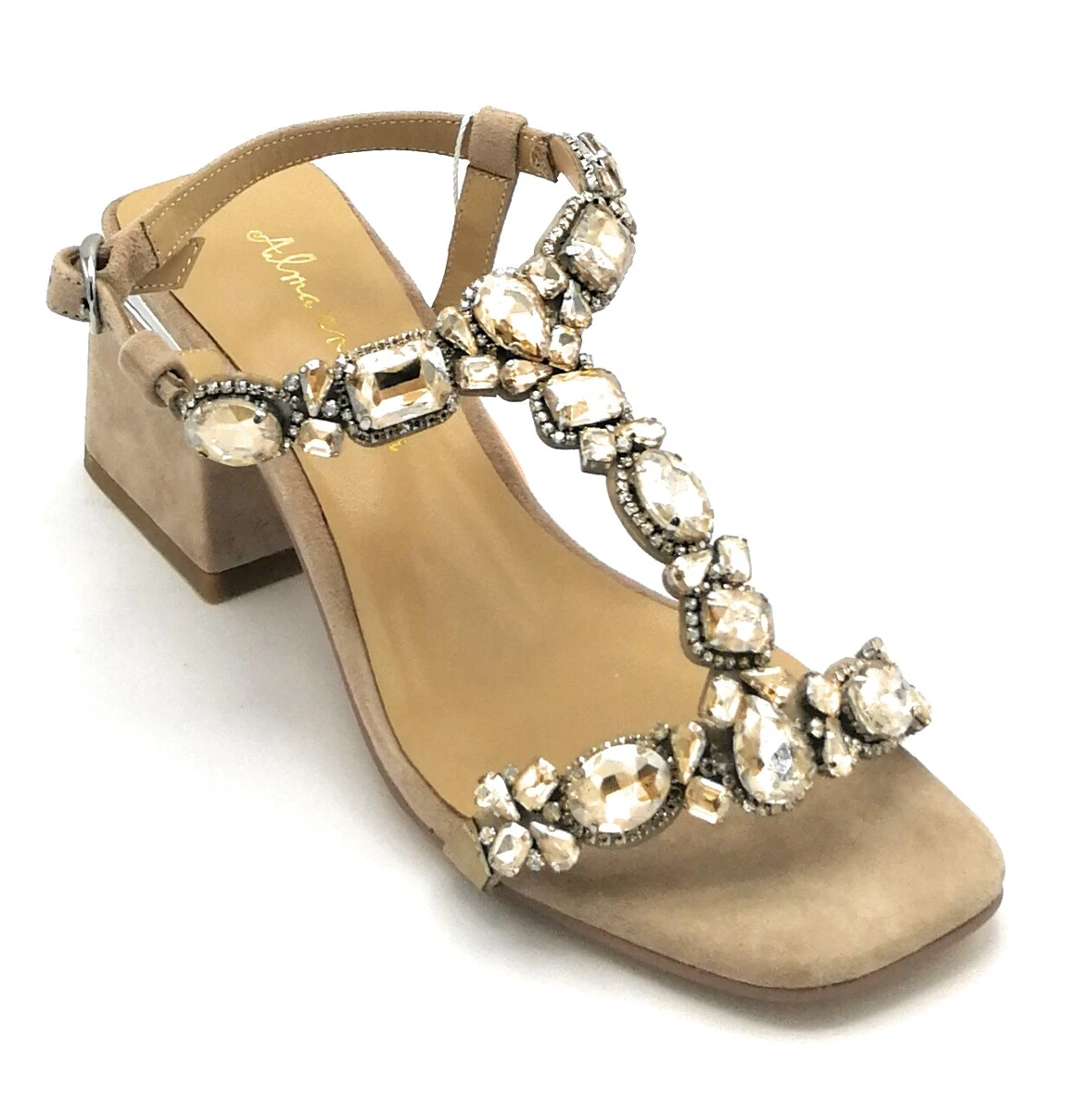 Alma en Pena V23310 Sandal Suede Mink Strap Crystals T.Quadro 2 3/8in T