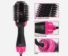 Hair Dryer Brush Negative Ion Volumizer Straighten Curler Styler Hot Air Blower