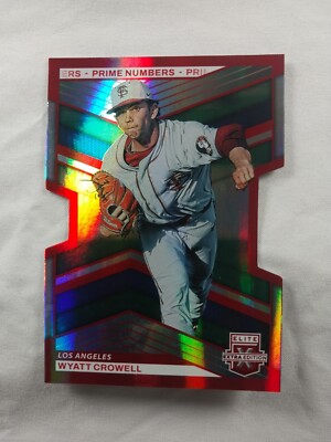 Wyatt Crowell #/9 Prime Numbers Die Cut 2023 Elite Extra Edition LA Dodgers Red