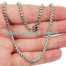 18K White Gold Filled Classic Tarnish-Free 3mm Wide Round Box Chain Necklace E5K