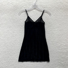 Y2K Vintage Sheer Cami Slip XS Small Black Lace Cyber Fairy Grunge Whimsigoth