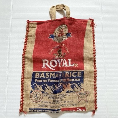 Royal Basmati Rice Burlap Tote Bag with Zipper