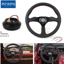 14 Black Genuine Leather Steering Wheel Hub Adapter For Ford Mustang 84-04