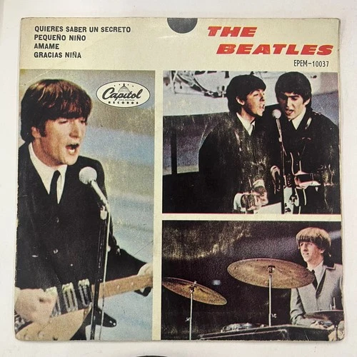 THE BEATLES - QUIERES SABER UN SECRETO - 1966 MEXICAN 7" EP PS, BLACK LABEL