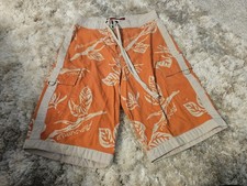 Vtg Abercrombie  Fitch Board Shorts Men's 31 Orange Floral Cargo Swim Trunks