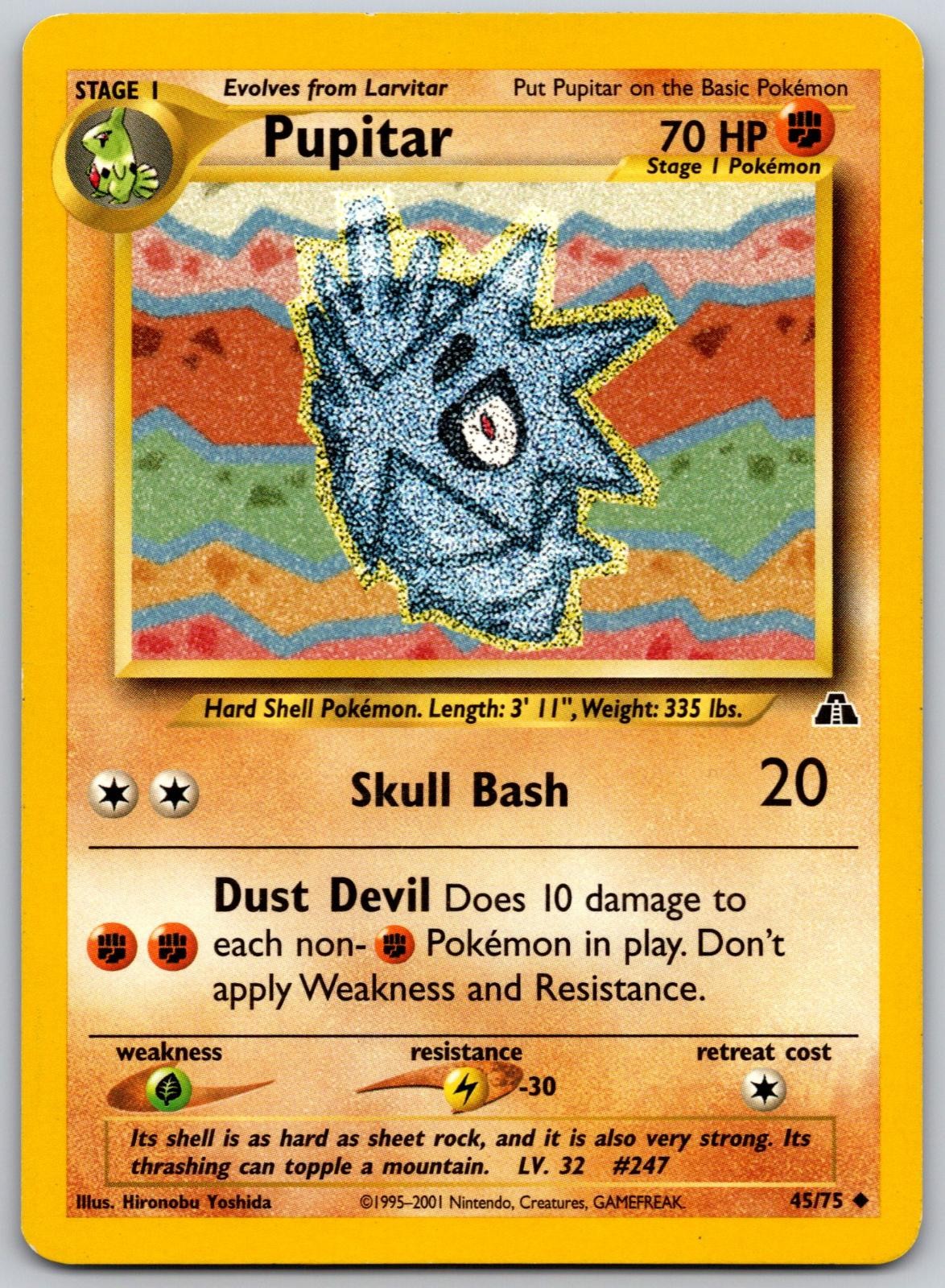 Pupitar 45/75 Uncommon Neo Discovery Pokemon Unlimited Moderately Played