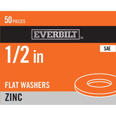 #ad 1 2 In. Zinc Flat Washer 50 Pack $10.31