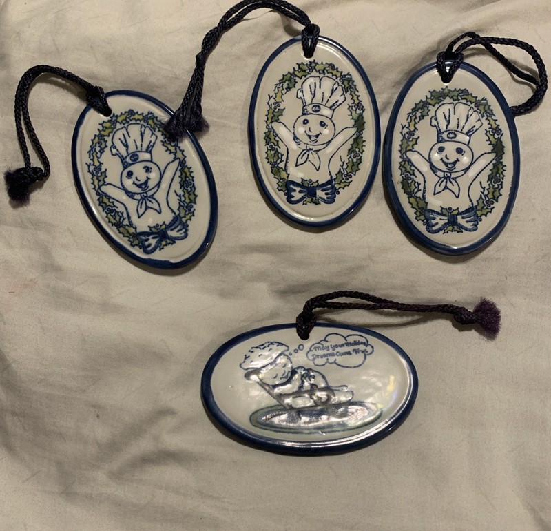Pillsbury Doughboy New Albany Louisville Stoneware Ornament Lot Of 4 2001 & 2002