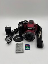 Nikon Coolpix P500 12.1MP Digital Camera Red w/36x Zoom Bundle Tested