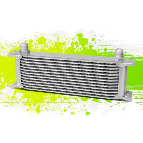 13-Row Blue Powder-Coated Aluminum Oil Cooler - 10AN Fittings, Racing & Performance Use