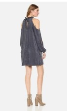 KENSIE Womens Gray Faux Suede Cold Shoulder  Boat Neck Mini Shift Party Dress M