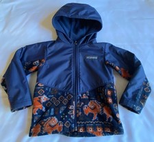 Columbia Hooded Buffalo Fleece/Navy Blue Nylon Zip Jacket Kids/Boys/Girls Sz 4T