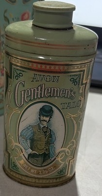 Vintage Avon Gentlemen s Talc Tin Half Full Barber 