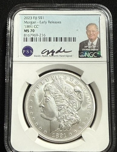 2023 FIJI S$1 MORGAN - Early Releases “1891-CC” NGC MS-70 W/ Signature Slab