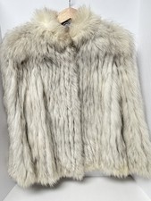 Vintage Saga Fox Arctic Fox Fur Mid Length Coat Jacket 1980s SM MD EUC