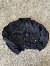 PULL&BEAR Men s Black Bomber Jacket Full Zip ...
