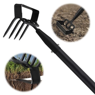 Garden Hoe, 72 Inch Soil Tiller Cultivator Stirrup Hoe, Heavy Duty 2-in-1 Gar...