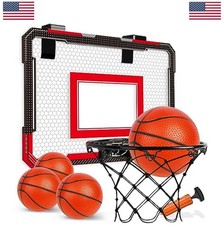 Over The Door Basketball Hoop Indoor Mini for Kids Teens Adults 4 Balls Pump
