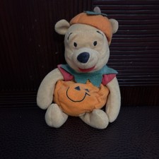 VTG-Disney Store Halloween Plush Toy PUMPKIN Winnie the Pooh Bear Mini Bean Bag.