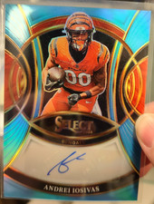 2025 Panini Select Prizm Andrei Iosivas Auto Blue Refractor #12/49 Bengals