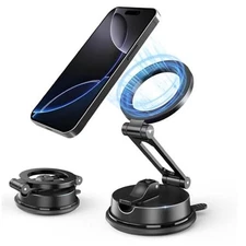 Foldable Magnetic Phone Holder for Car, 360°Rotation Cell Phone Car Mount
