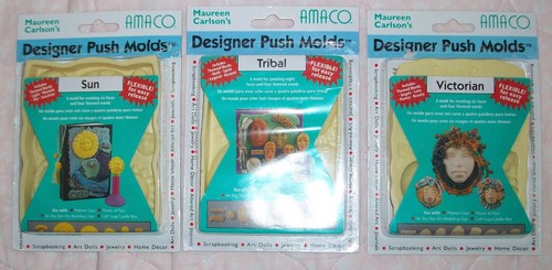 AMACO Maureen Carlson Designer 3 Clay Push Molds Sun Tribal Victorian Faces
