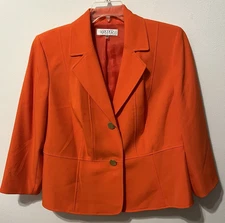 Kasper Womens Plus Size 14W Two Button Blazer Jacket Orange